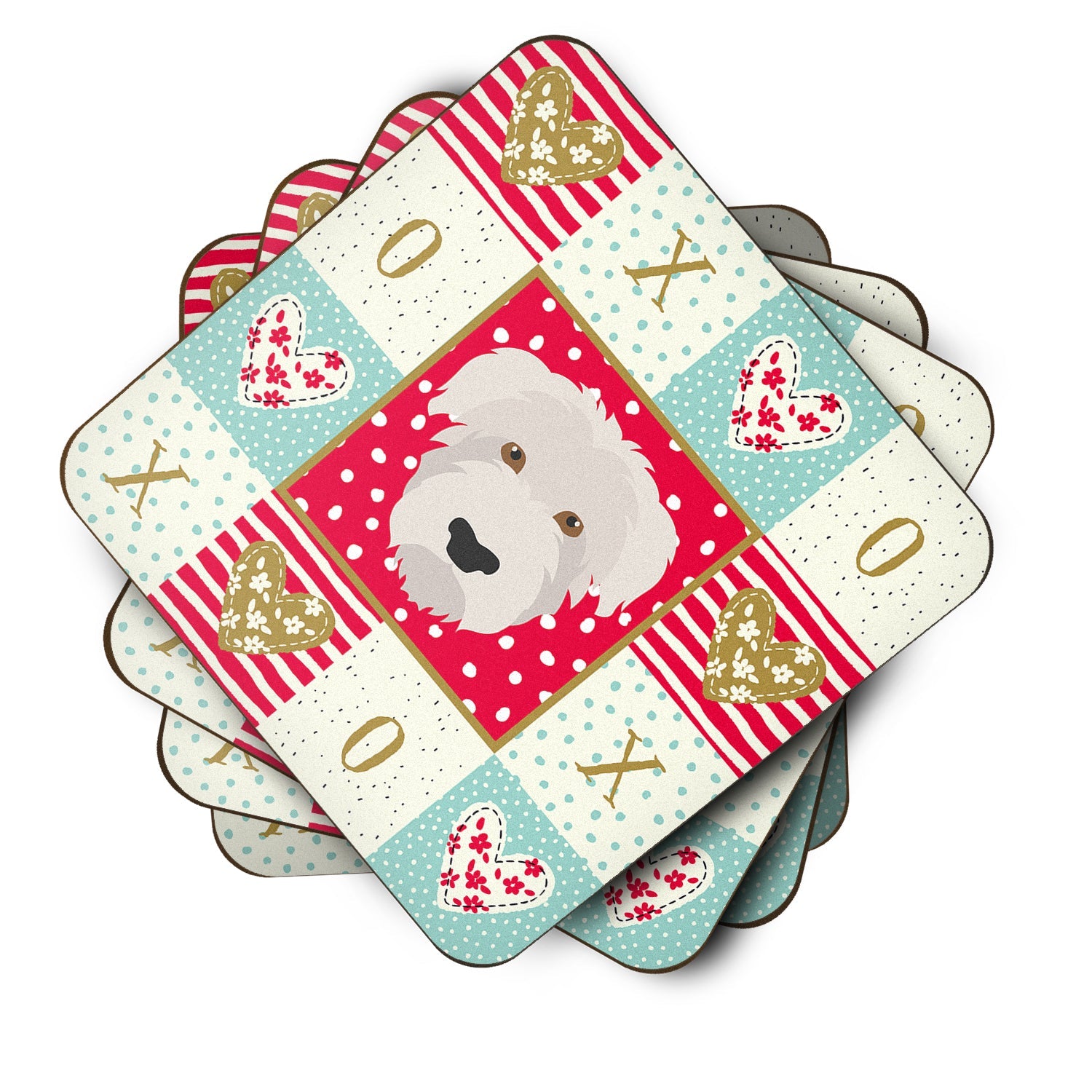 Glen of Imaal  Love Foam Coasters Set of 4 Cup Coasters for Indoor Outdoor, Tabletop Protection, Anti Slip, Mouse pad Material