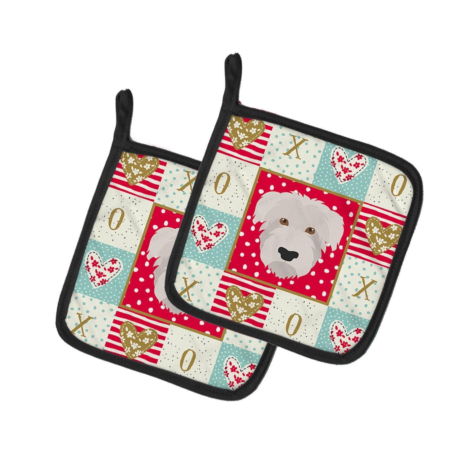 Glen of Imaal  Love Pot Holder Set of 2 Heat Resistant Quilted Hot Pads 7.5 x 7.5 Inch, Insulated Kitchen Trivets for Cooking & Baking