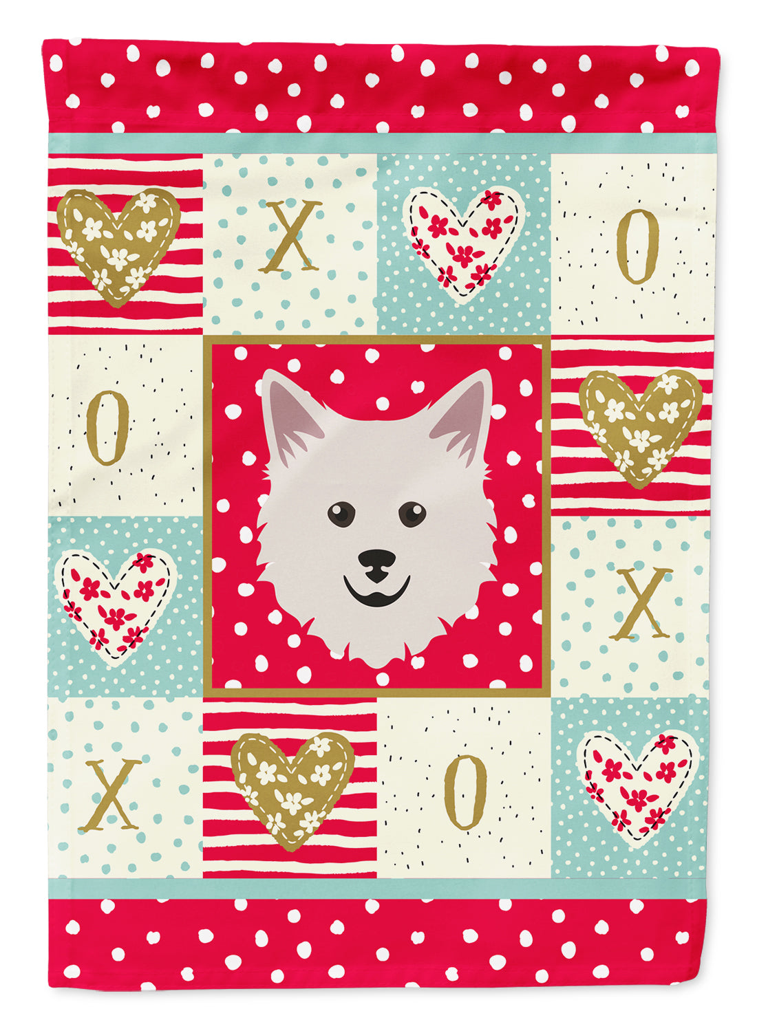 Italian Spitz Love House Flag 28x40 Porch Sleeve Pole Decorative Outside Yard Banner Artwork Wall Hanging, Polyester