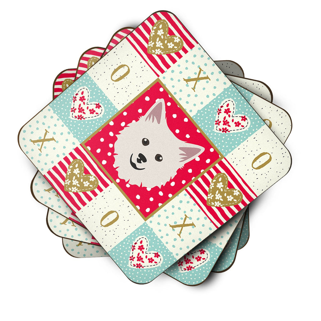 Italian Spitz Love Foam Coasters Set of 4 Cup Coasters for Indoor Outdoor, Tabletop Protection, Anti Slip, Mouse pad Material