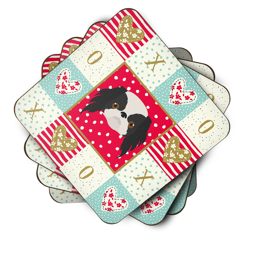 Japanese Chin Love Foam Coasters Set of 4 Cup Coasters for Indoor Outdoor, Tabletop Protection, Anti Slip, Mouse pad Material