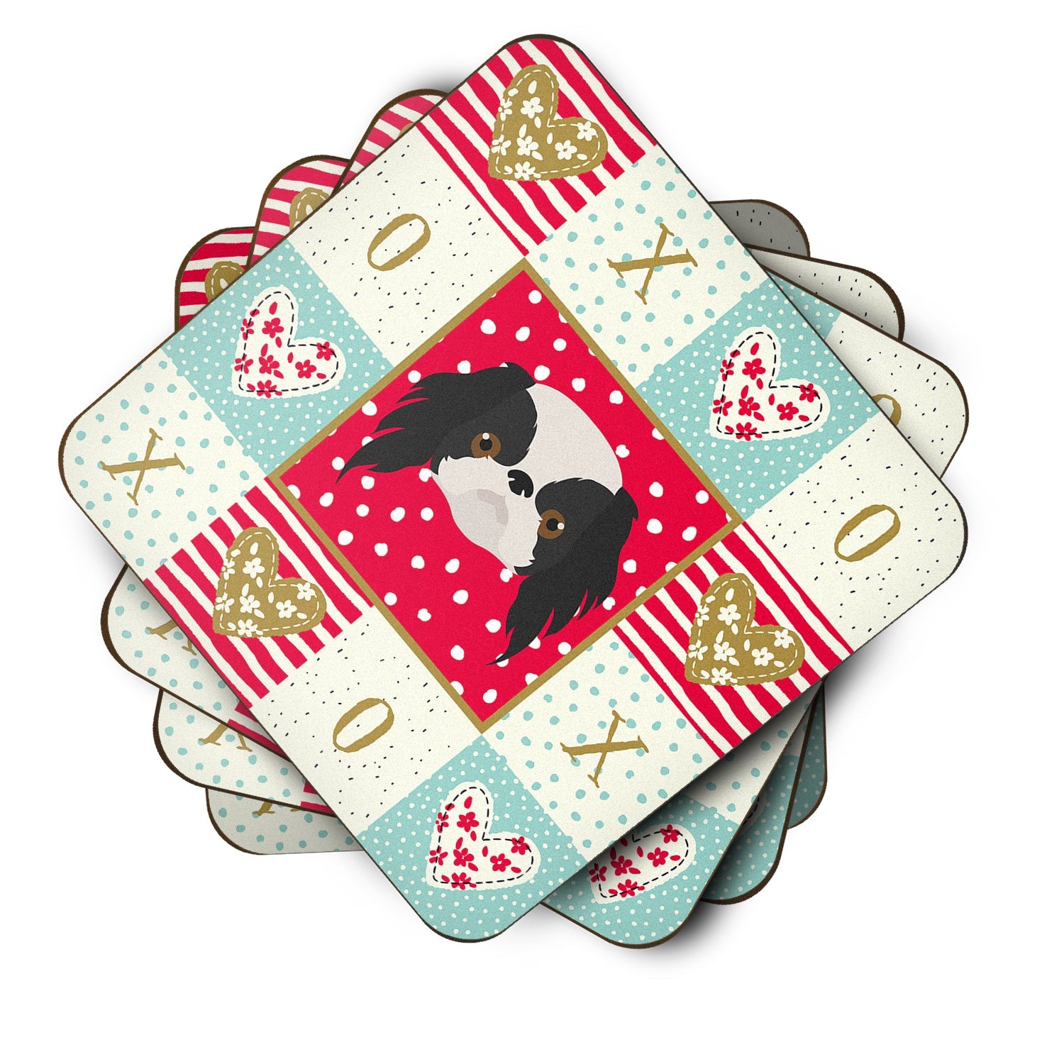 Japanese Chin Love Foam Coasters Set of 4 Cup Coasters for Indoor Outdoor, Tabletop Protection, Anti Slip, Mouse pad Material