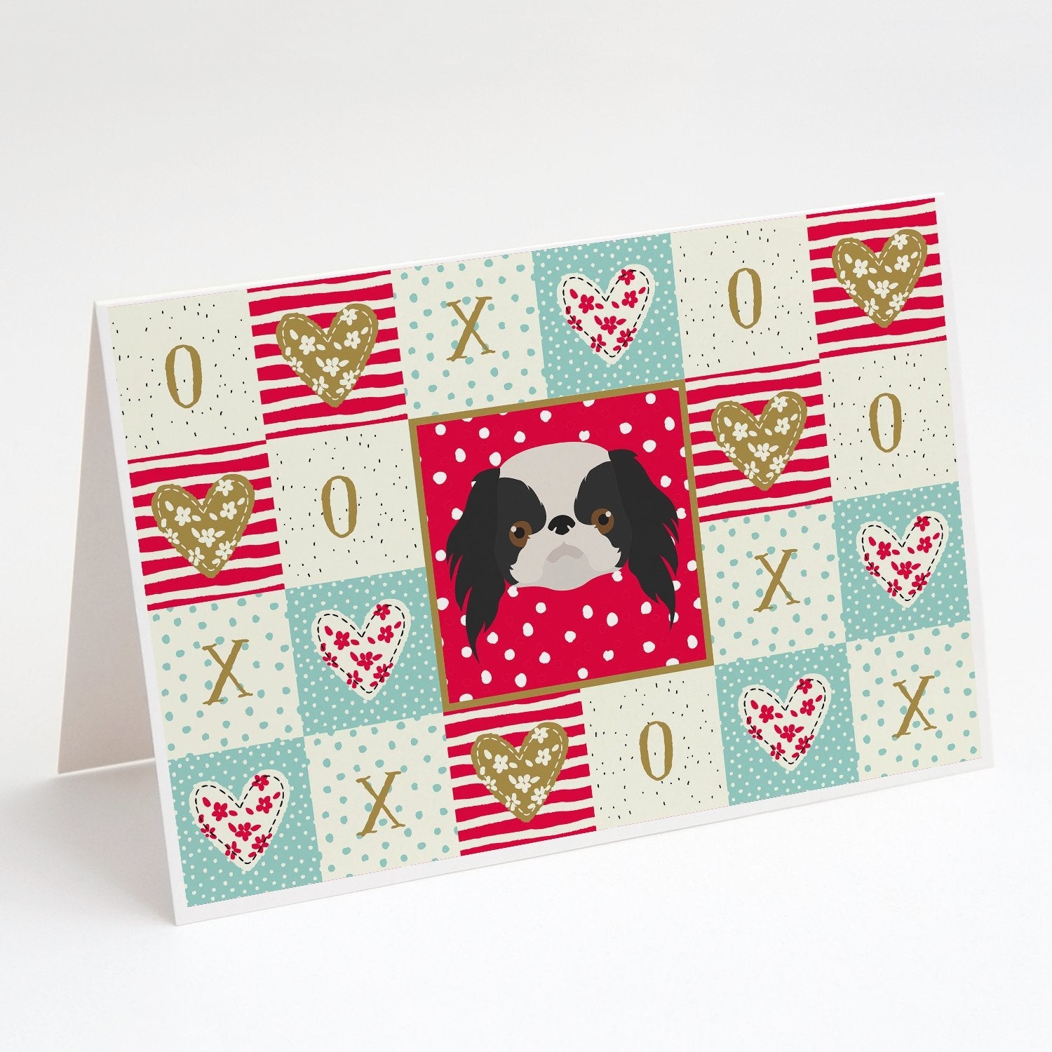 Japanese Chin Love Greeting Cards Pack of 8 Blank Cards with Envelopes Whimsical A7 Size 5x7