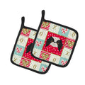 Japanese Chin Love Pot Holder Set of 2 Heat Resistant Quilted Hot Pads 7.5 x 7.5 Inch, Insulated Kitchen Trivets for Cooking & Baking