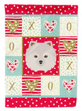 Japanese Spitz Love House Flag 28x40 Porch Sleeve Pole Decorative Outside Yard Banner Artwork Wall Hanging, Polyester