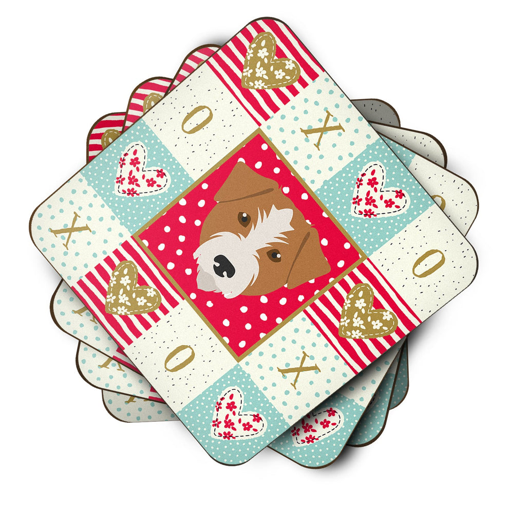 Kromfohrlander Love Foam Coasters Set of 4 Cup Coasters for Indoor Outdoor, Tabletop Protection, Anti Slip, Mouse pad Material
