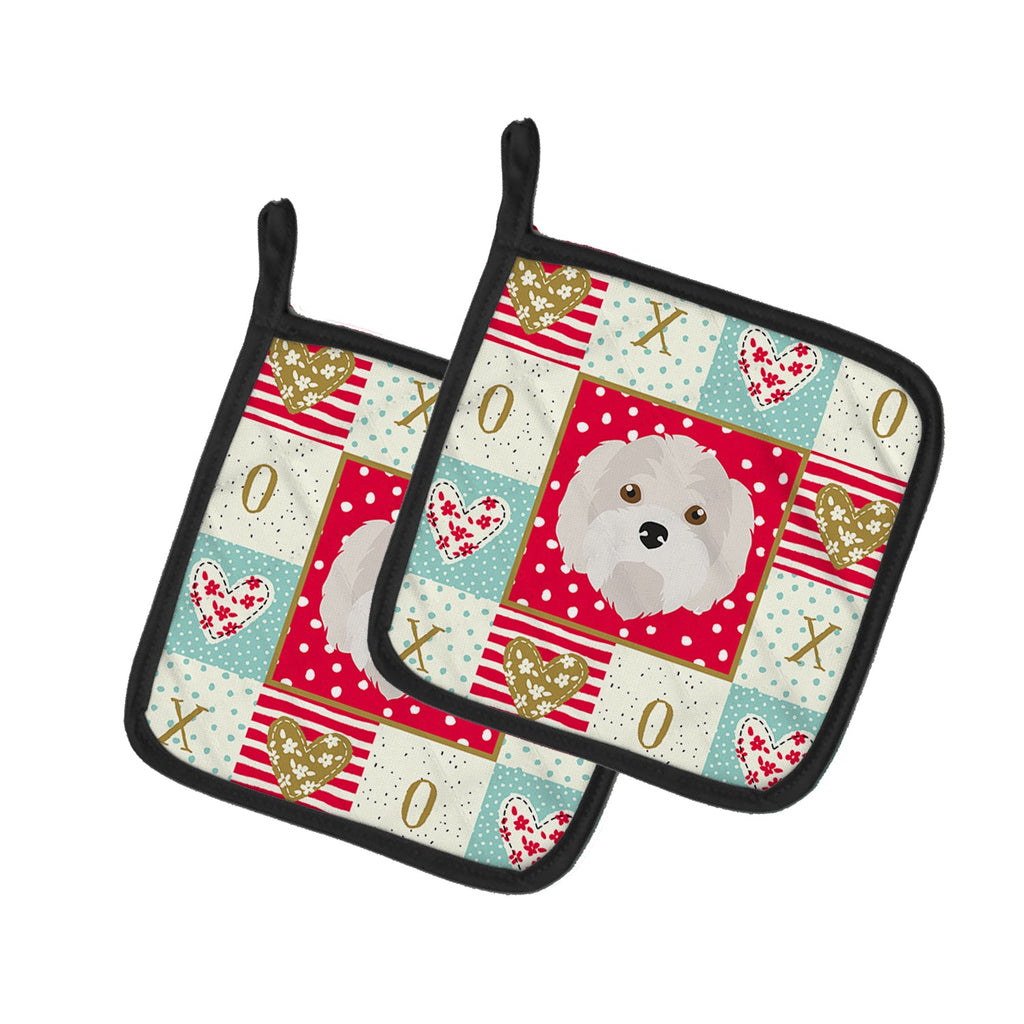 Kyi-Leo Love Pot Holder Set of 2 Heat Resistant Quilted Hot Pads 7.5 x 7.5 Inch, Insulated Kitchen Trivets for Cooking & Baking