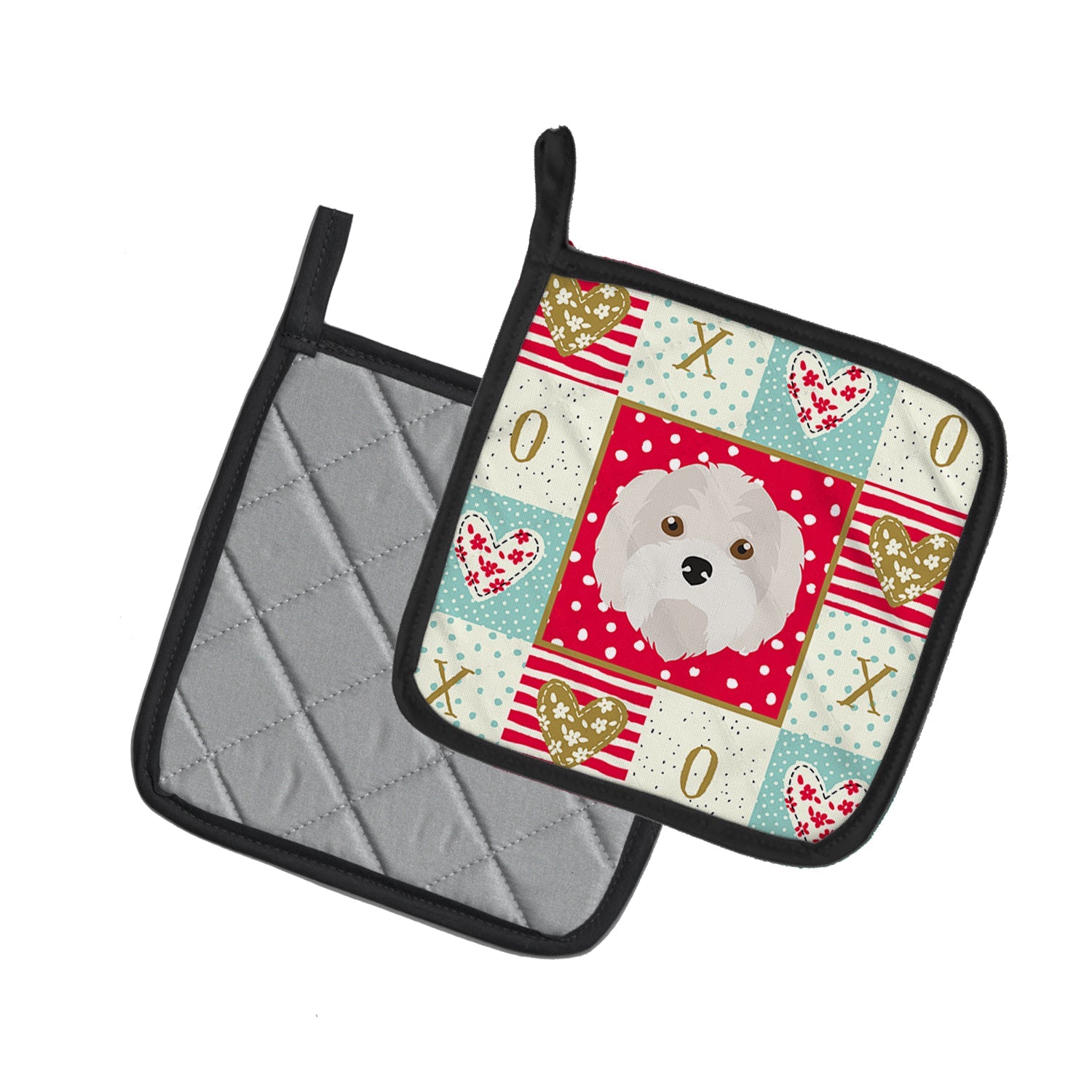 Kyi-Leo Love Pot Holder Set of 2 Heat Resistant Quilted Hot Pads 7.5 x 7.5 Inch, Insulated Kitchen Trivets for Cooking & Baking
