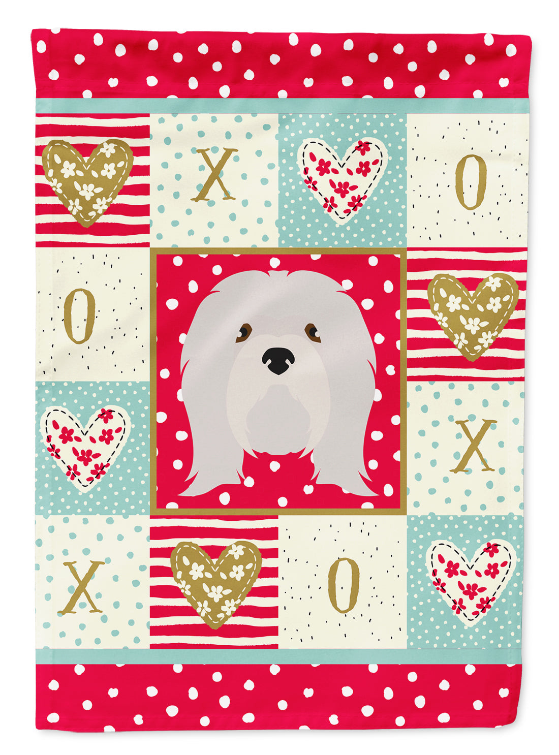 Lhasa Apso Love House Flag 28x40 Porch Sleeve Pole Decorative Outside Yard Banner Artwork Wall Hanging, Polyester