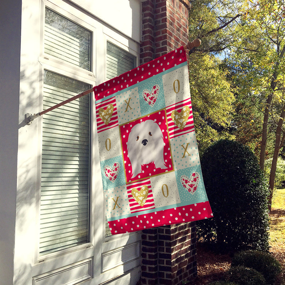 Lhasa Apso Love House Flag 28x40 Porch Sleeve Pole Decorative Outside Yard Banner Artwork Wall Hanging, Polyester