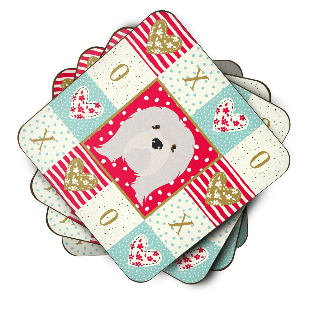Lhasa Apso Love Foam Coasters Set of 4 Cup Coasters for Indoor Outdoor, Tabletop Protection, Anti Slip, Mouse pad Material