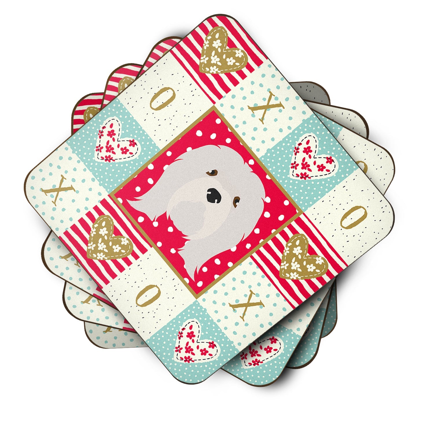 Lhasa Apso Love Foam Coasters Set of 4 Cup Coasters for Indoor Outdoor, Tabletop Protection, Anti Slip, Mouse pad Material
