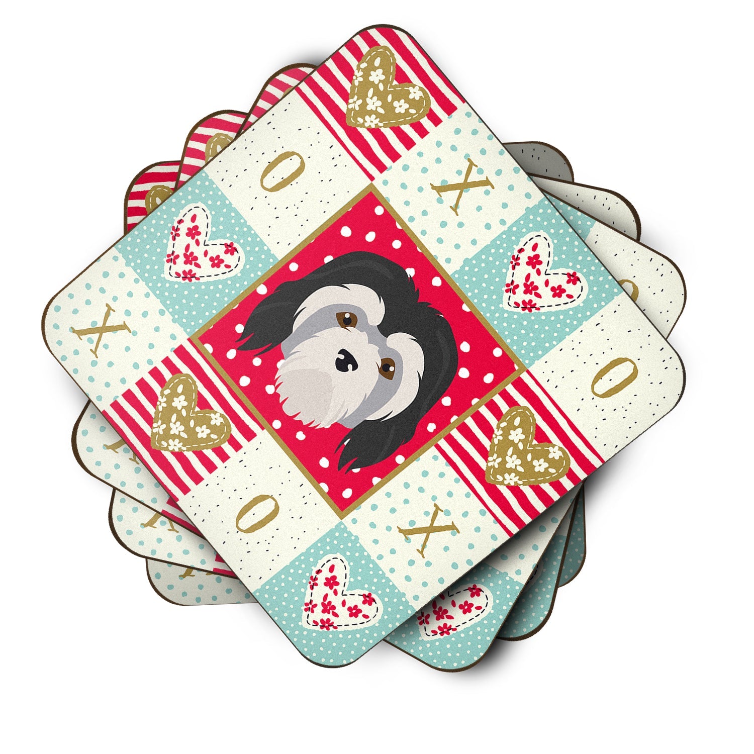 Lowchen Little Lion Dog Love Foam Coasters Set of 4 Cup Coasters for Indoor Outdoor, Tabletop Protection, Anti Slip, Mouse pad Material