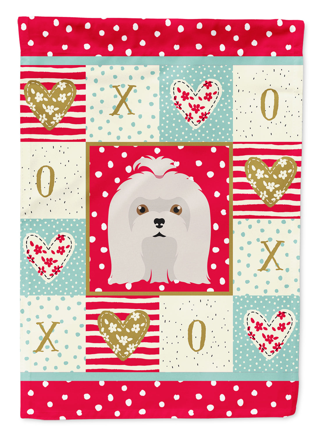 Maltese Love House Flag 28x40 Porch Sleeve Pole Decorative Outside Yard Banner Artwork Wall Hanging, Polyester