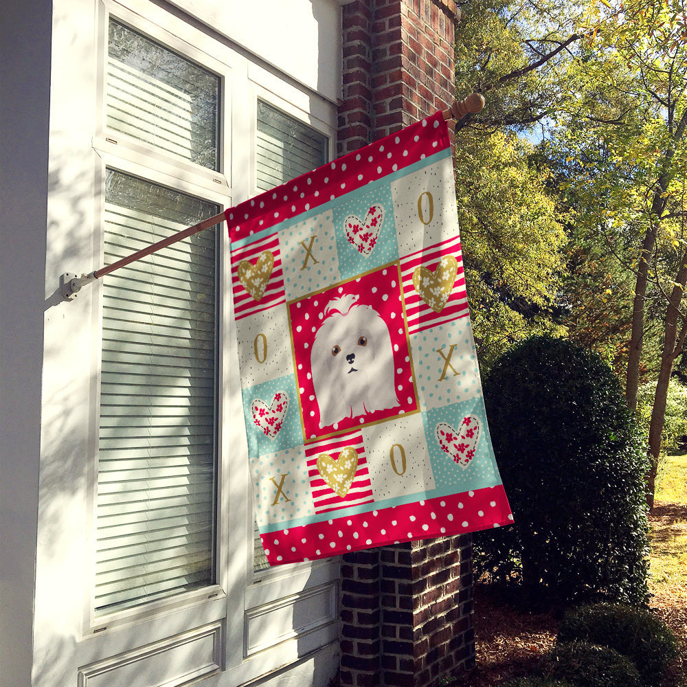Maltese Love House Flag 28x40 Porch Sleeve Pole Decorative Outside Yard Banner Artwork Wall Hanging, Polyester