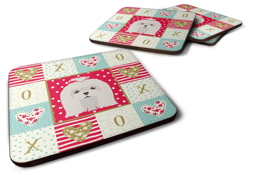 Maltese Love Foam Coasters Set of 4 Cup Coasters for Indoor Outdoor, Tabletop Protection, Anti Slip, Mouse pad Material