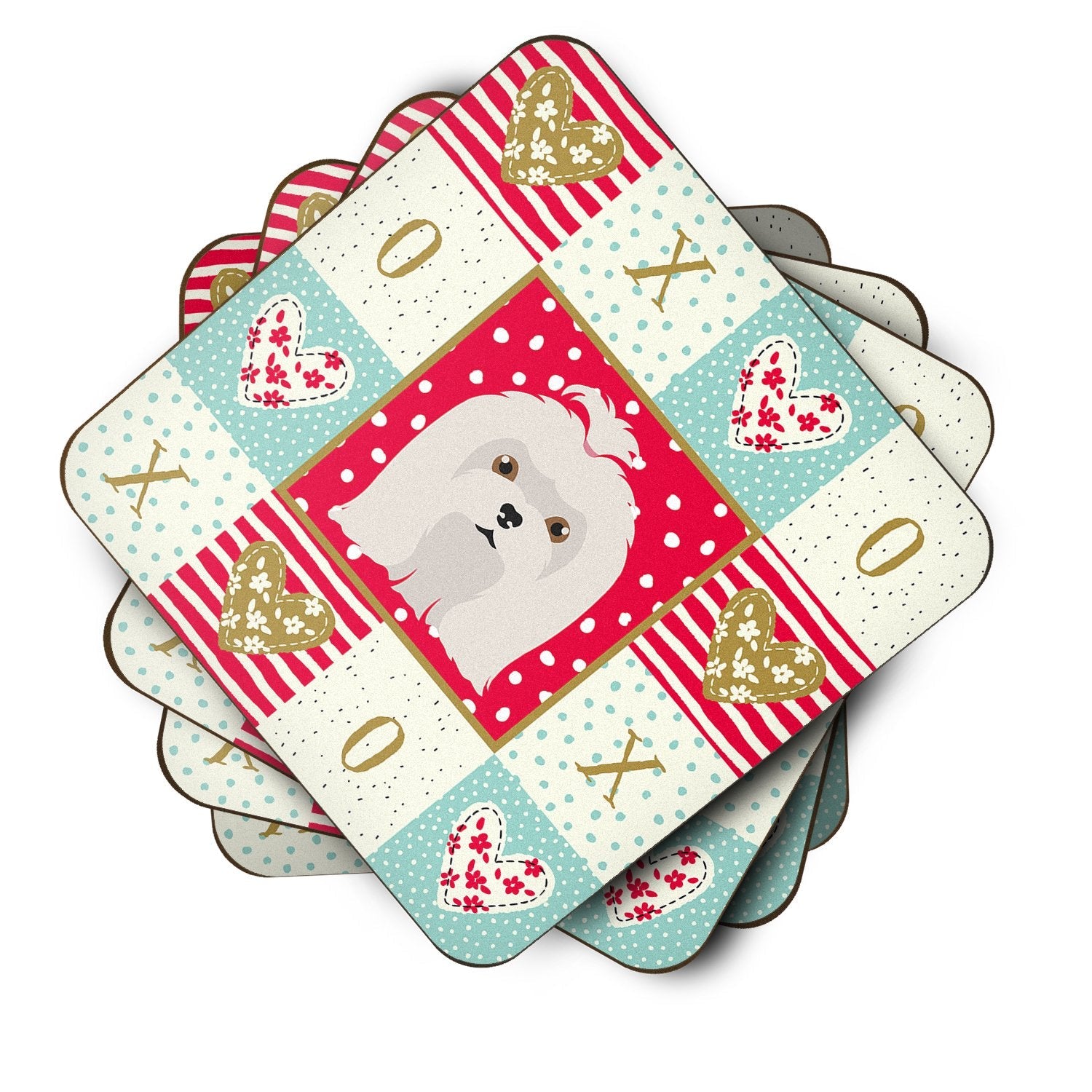 Maltese Love Foam Coasters Set of 4 Cup Coasters for Indoor Outdoor, Tabletop Protection, Anti Slip, Mouse pad Material