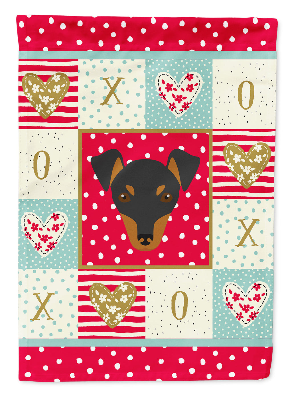 Manchester Toy Terrier Love House Flag 28x40 Porch Sleeve Pole Decorative Outside Yard Banner Artwork Wall Hanging, Polyester