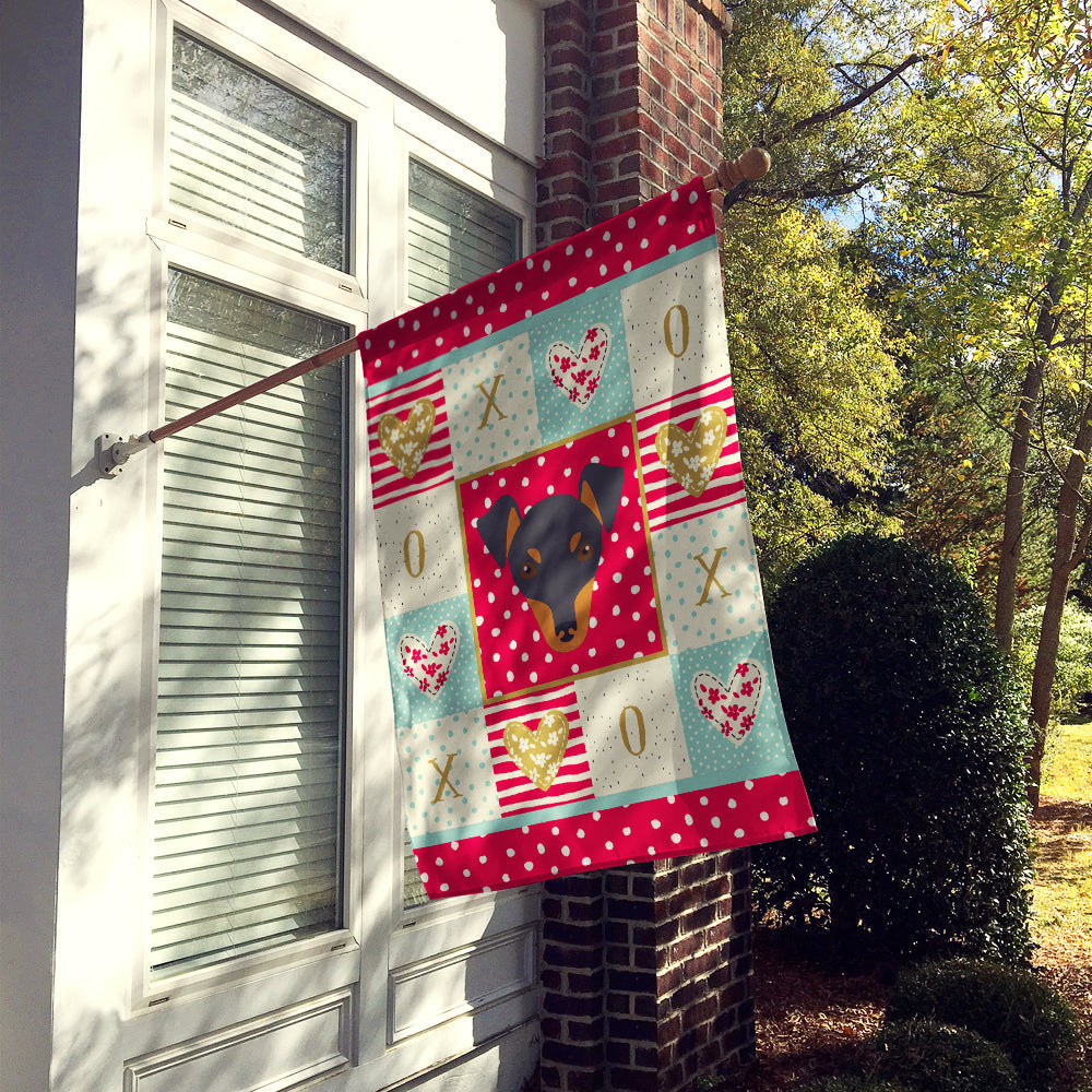 Manchester Toy Terrier Love House Flag 28x40 Porch Sleeve Pole Decorative Outside Yard Banner Artwork Wall Hanging, Polyester