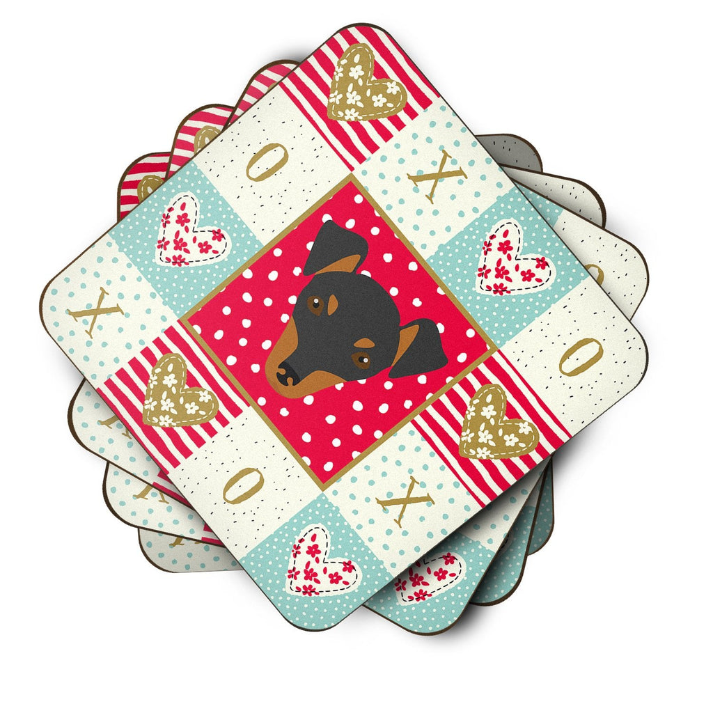Manchester Toy Terrier Love Foam Coasters Set of 4 Cup Coasters for Indoor Outdoor, Tabletop Protection, Anti Slip, Mouse pad Material