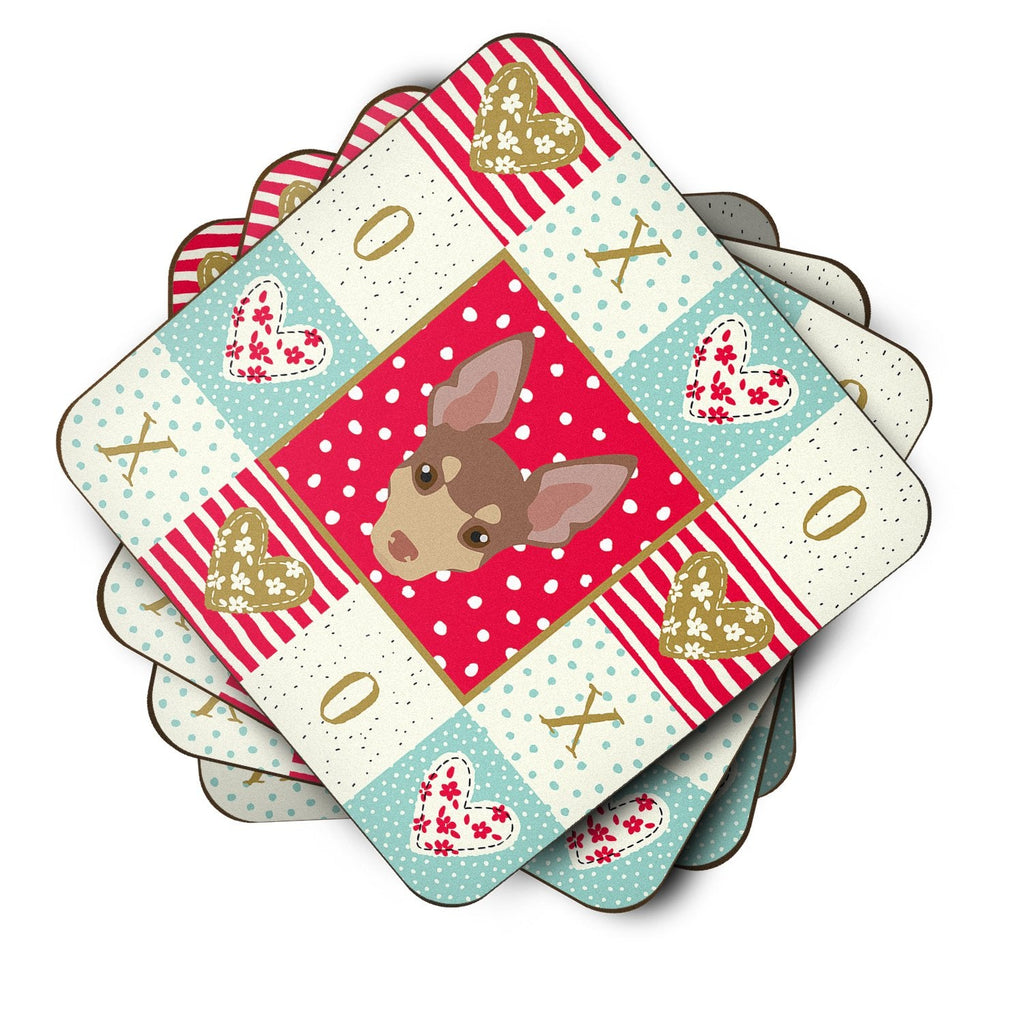 Miniature Fox Terrier Love Foam Coasters Set of 4 Cup Coasters for Indoor Outdoor, Tabletop Protection, Anti Slip, Mouse pad Material