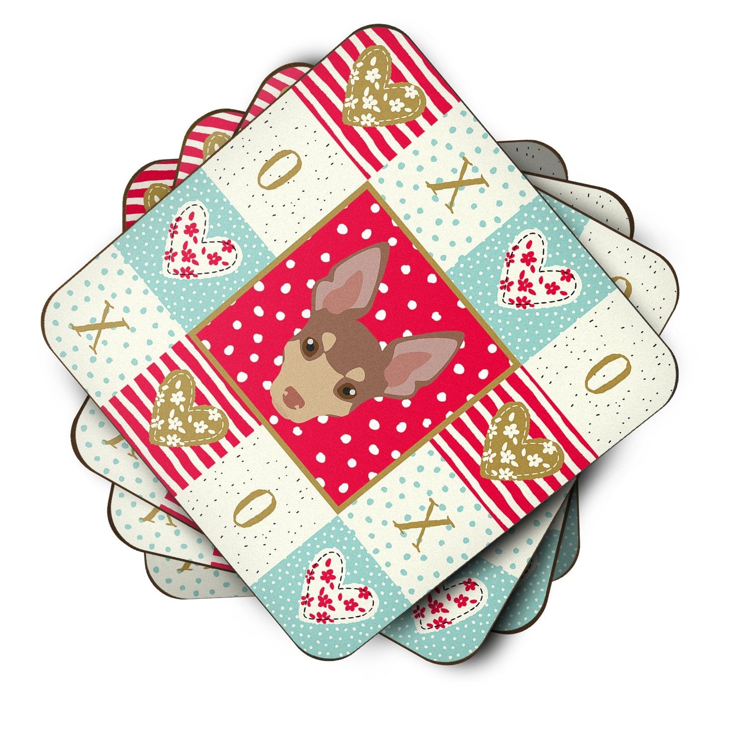 Miniature Fox Terrier Love Foam Coasters Set of 4 Cup Coasters for Indoor Outdoor, Tabletop Protection, Anti Slip, Mouse pad Material