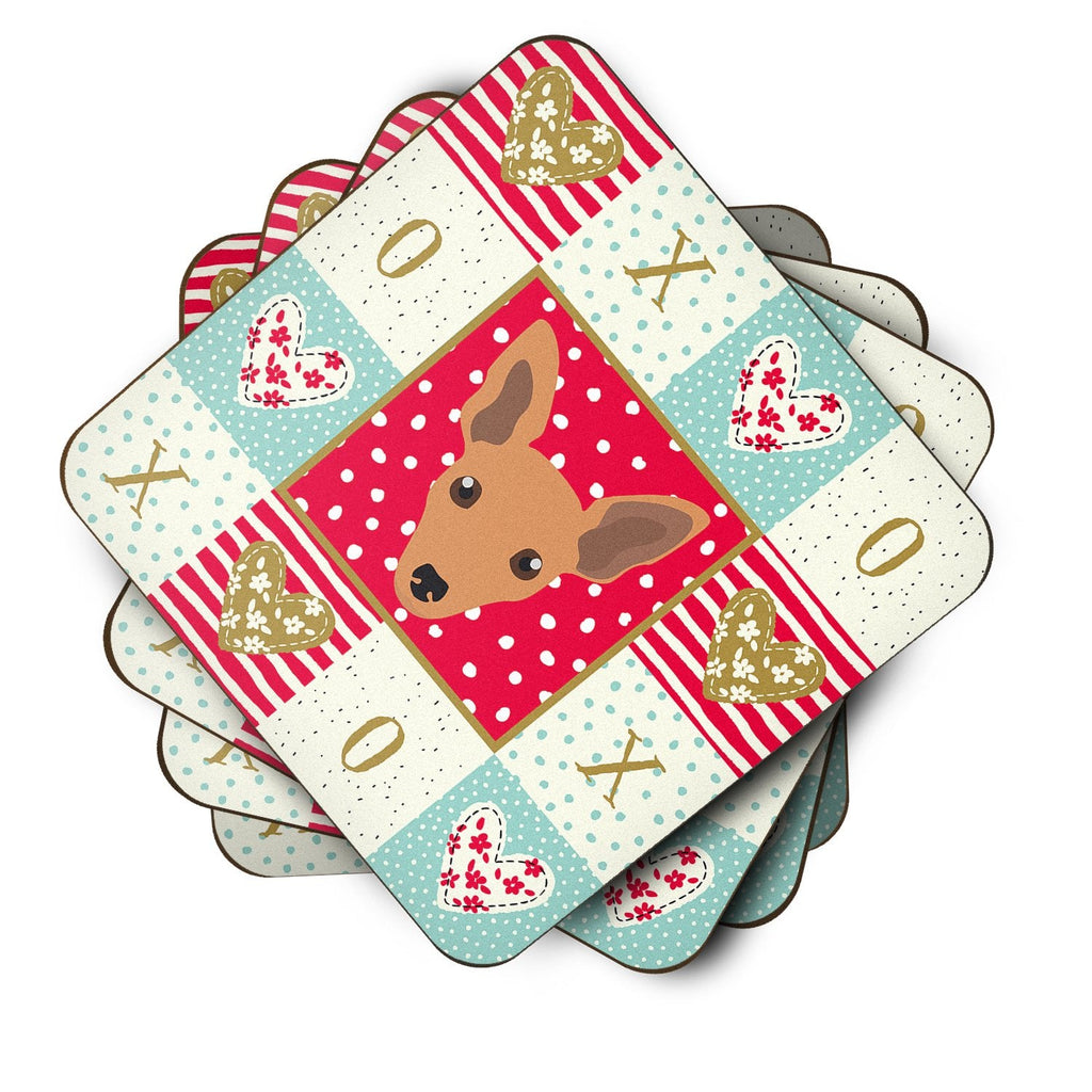 Miniature Pinscher Love Foam Coasters Set of 4 Cup Coasters for Indoor Outdoor, Tabletop Protection, Anti Slip, Mouse pad Material