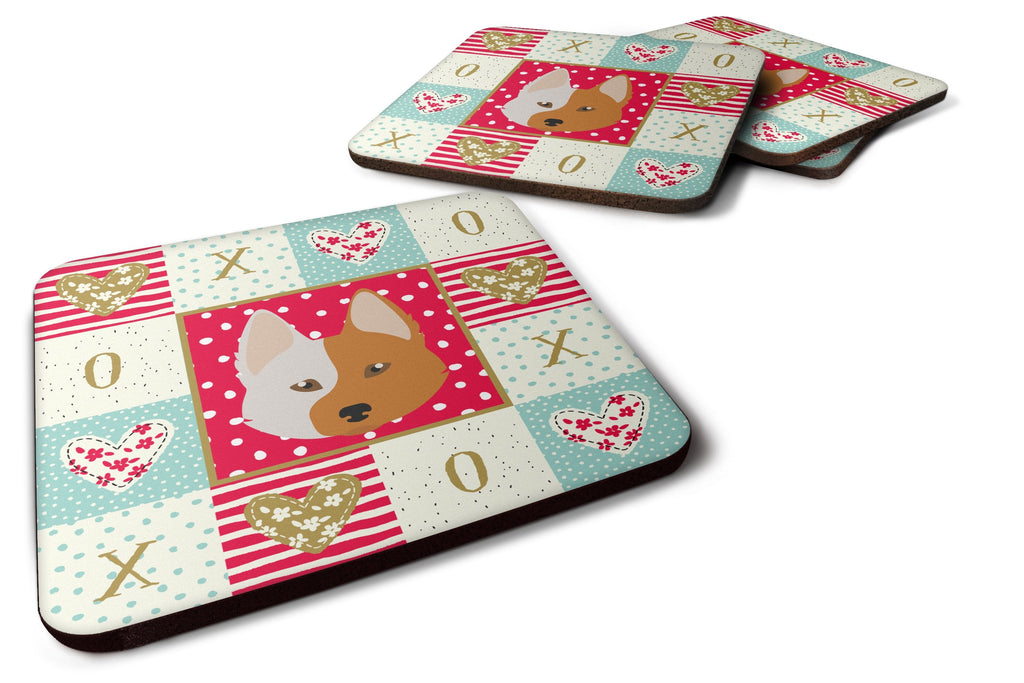 Nordic Spitz Love Foam Coasters Set of 4 Cup Coasters for Indoor Outdoor, Tabletop Protection, Anti Slip, Mouse pad Material