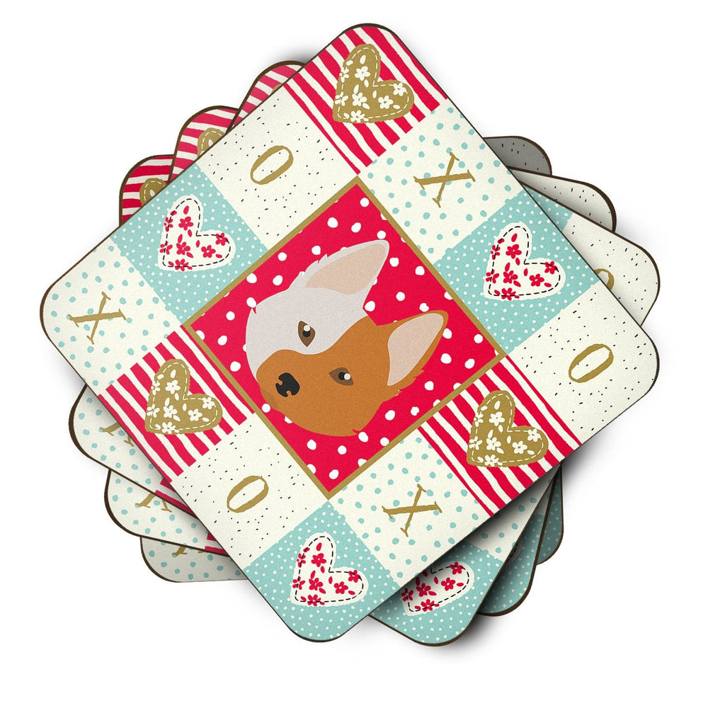 Nordic Spitz Love Foam Coasters Set of 4 Cup Coasters for Indoor Outdoor, Tabletop Protection, Anti Slip, Mouse pad Material