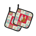 Nordic Spitz Love Pot Holder Set of 2 Heat Resistant Quilted Hot Pads 7.5 x 7.5 Inch, Insulated Kitchen Trivets for Cooking & Baking