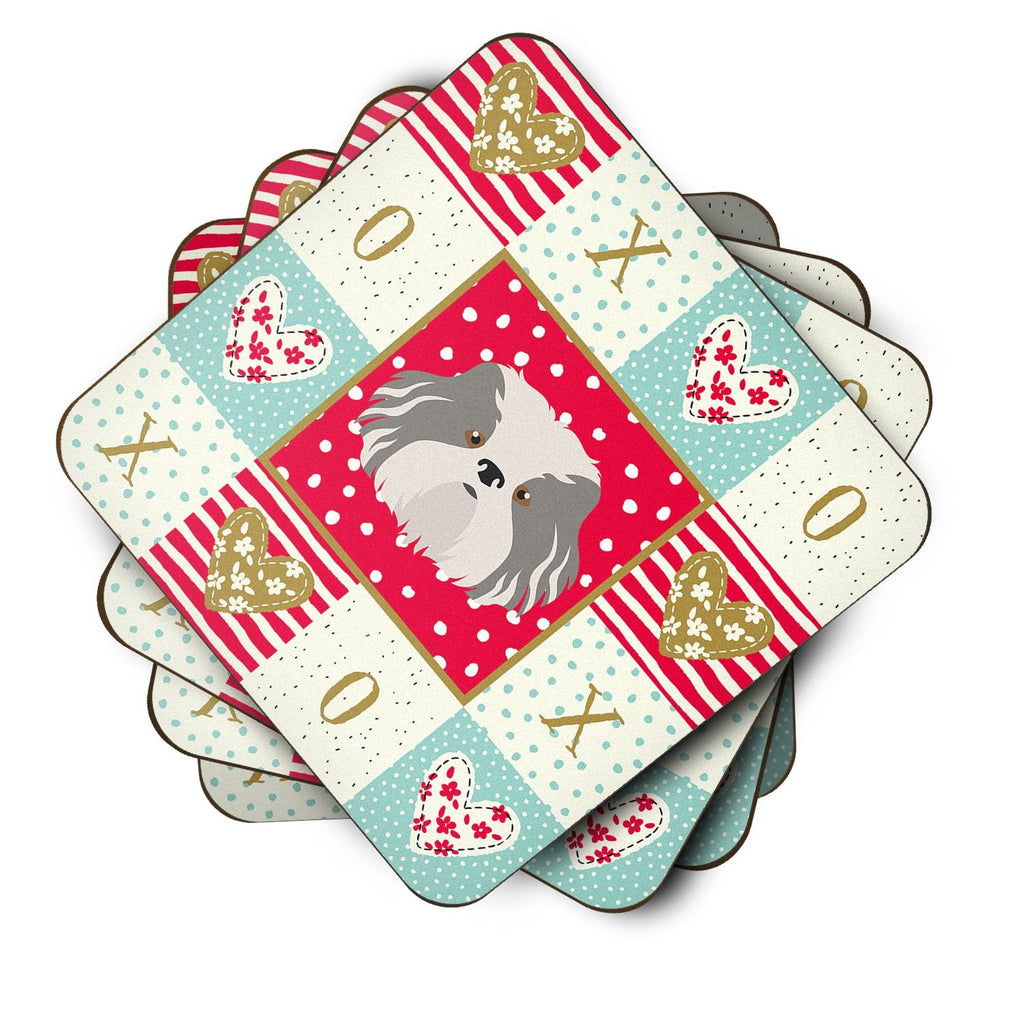 Odis Dog Love Foam Coasters Set of 4 Cup Coasters for Indoor Outdoor, Tabletop Protection, Anti Slip, Mouse pad Material