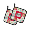 Odis Dog Love Pot Holder Set of 2 Heat Resistant Quilted Hot Pads 7.5 x 7.5 Inch, Insulated Kitchen Trivets for Cooking & Baking