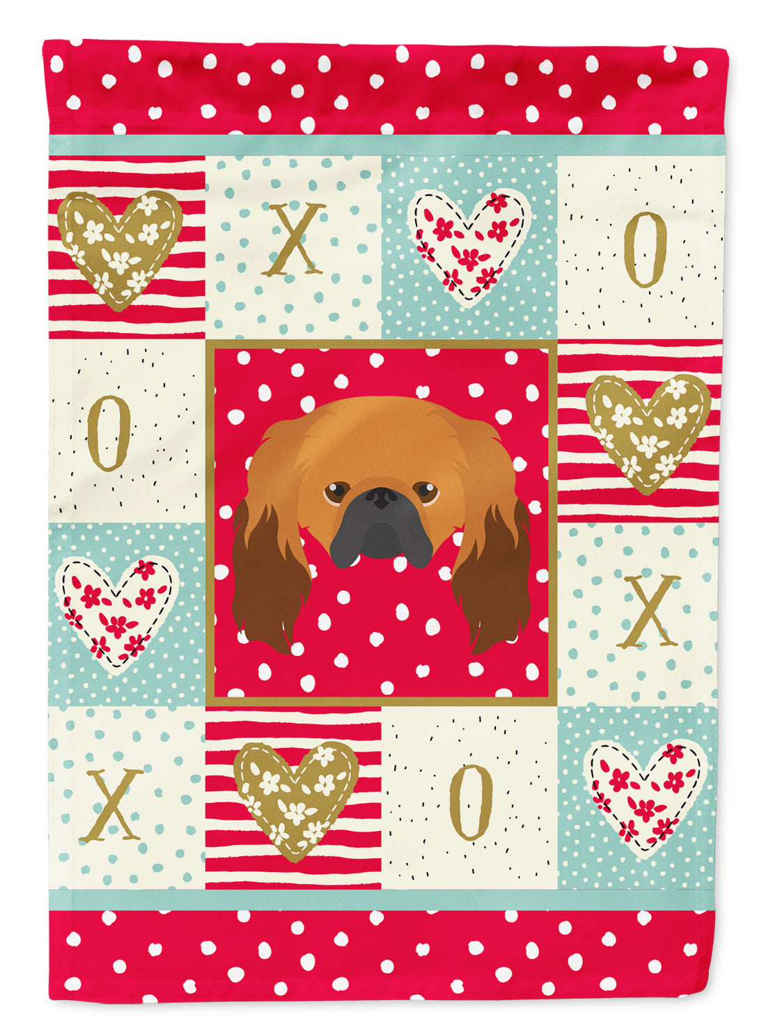 Pekingese Love House Flag 28x40 Porch Sleeve Pole Decorative Outside Yard Banner Artwork Wall Hanging, Polyester