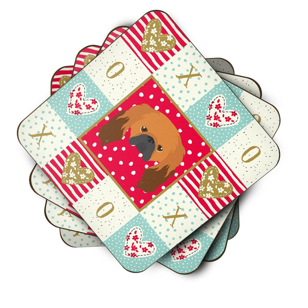 Pekingese Love Foam Coasters Set of 4 Cup Coasters for Indoor Outdoor, Tabletop Protection, Anti Slip, Mouse pad Material