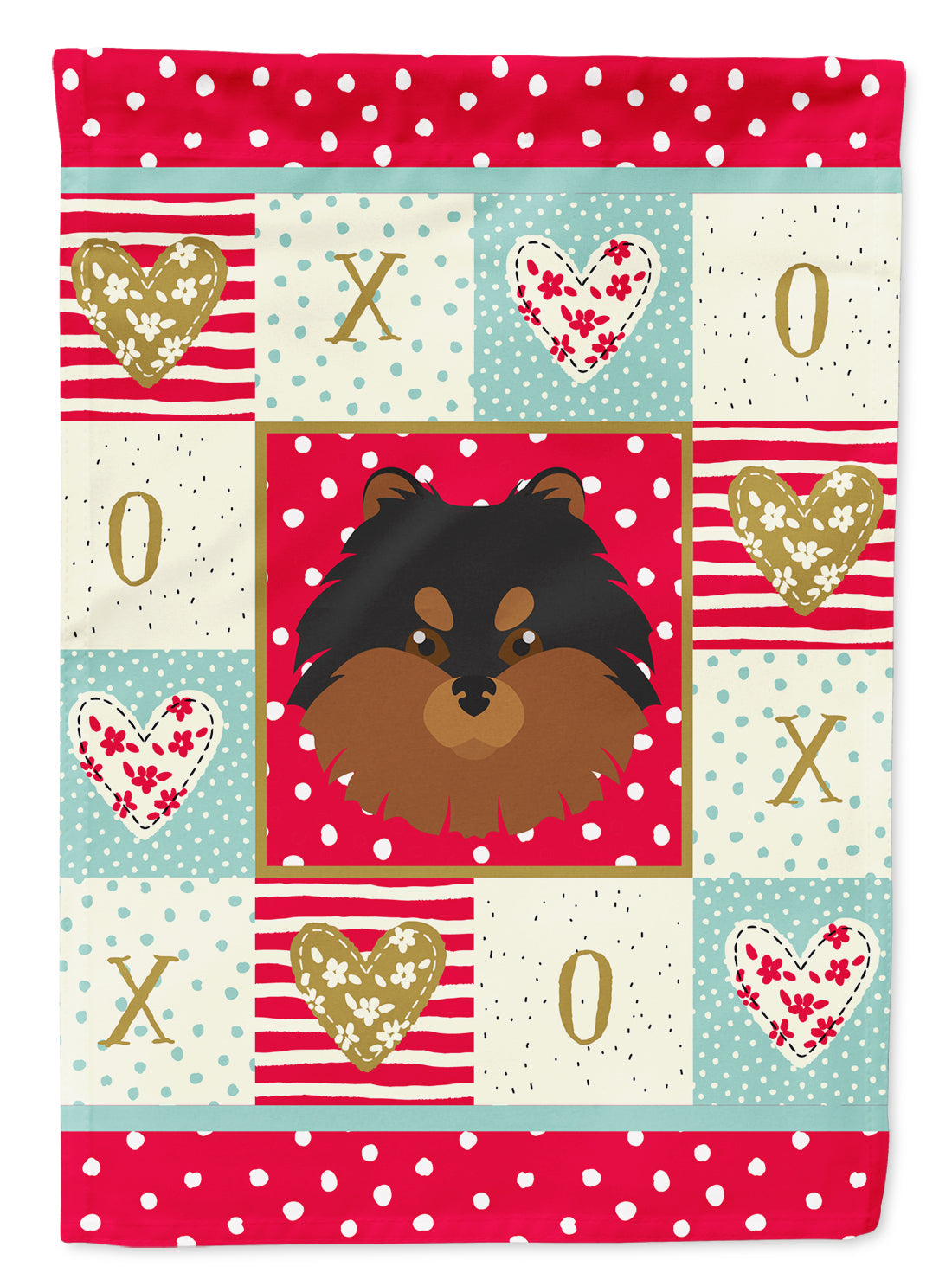 Pomeranian Love House Flag 28x40 Porch Sleeve Pole Decorative Outside Yard Banner Artwork Wall Hanging, Polyester
