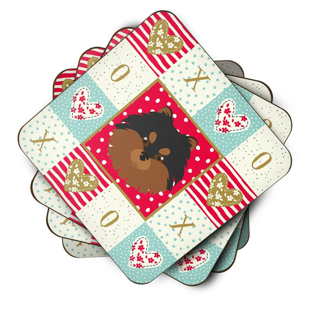 Pomeranian Love Foam Coasters Set of 4 Cup Coasters for Indoor Outdoor, Tabletop Protection, Anti Slip, Mouse pad Material