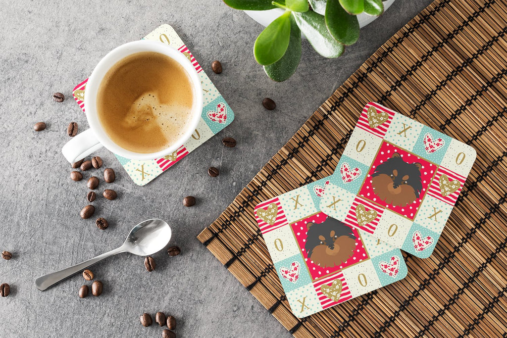 Pomeranian Love Foam Coasters Set of 4 Cup Coasters for Indoor Outdoor, Tabletop Protection, Anti Slip, Mouse pad Material