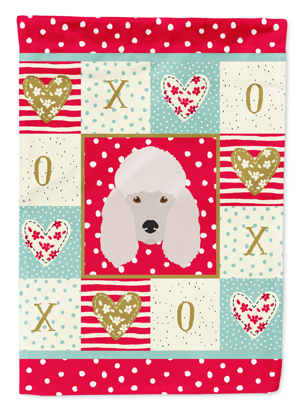 Poodle Love House Flag 28x40 Porch Sleeve Pole Decorative Outside Yard Banner Artwork Wall Hanging, Polyester