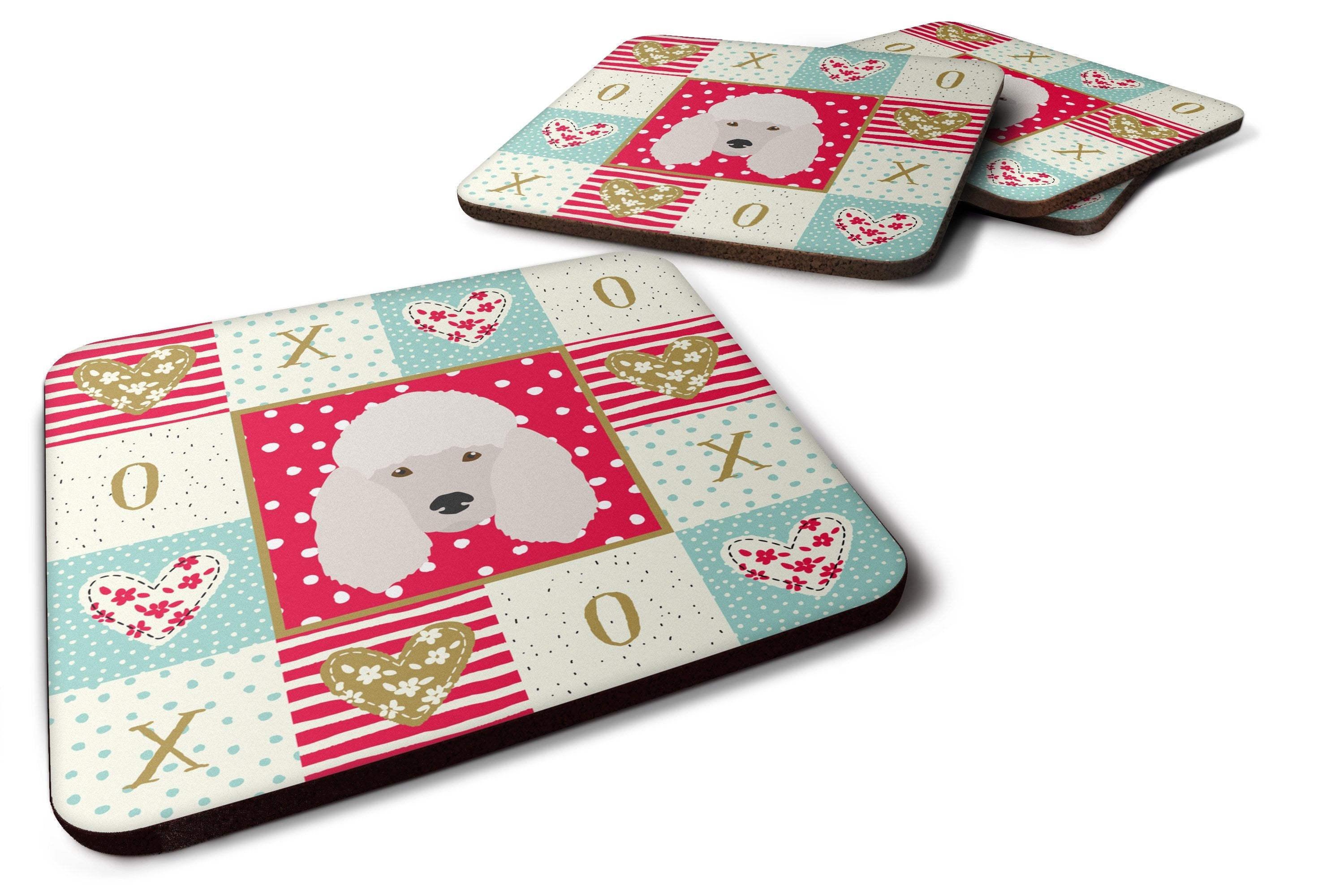 Poodle Love Foam Coasters Set of 4 Cup Coasters for Indoor Outdoor, Tabletop Protection, Anti Slip, Mouse pad Material