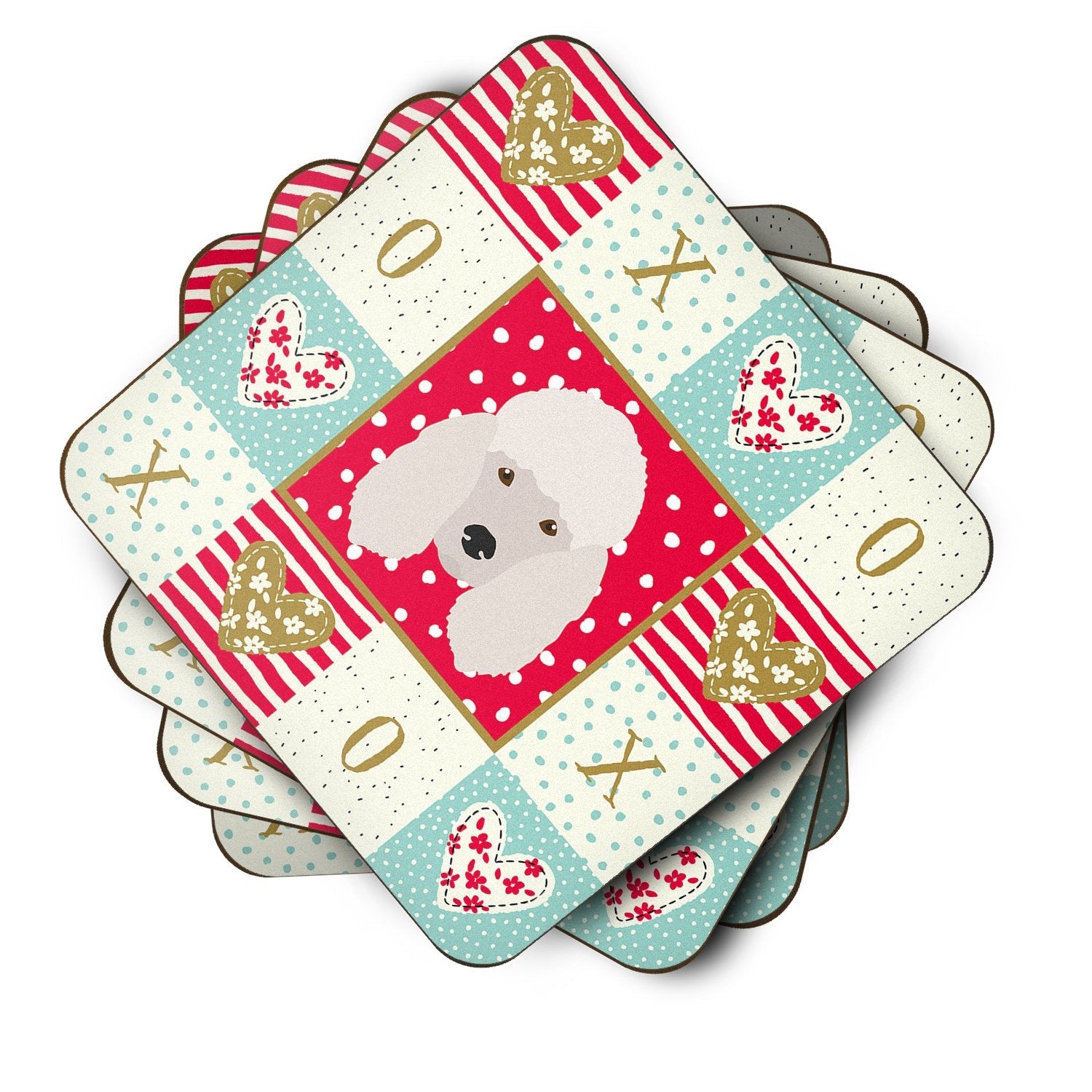 Poodle Love Foam Coasters Set of 4 Cup Coasters for Indoor Outdoor, Tabletop Protection, Anti Slip, Mouse pad Material