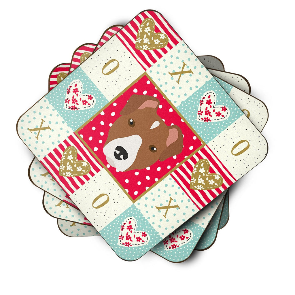 Rat Terrier Love Foam Coasters Set of 4 Cup Coasters for Indoor Outdoor, Tabletop Protection, Anti Slip, Mouse pad Material