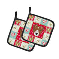 Rat Terrier Love Pot Holder Set of 2 Heat Resistant Quilted Hot Pads 7.5 x 7.5 Inch, Insulated Kitchen Trivets for Cooking & Baking