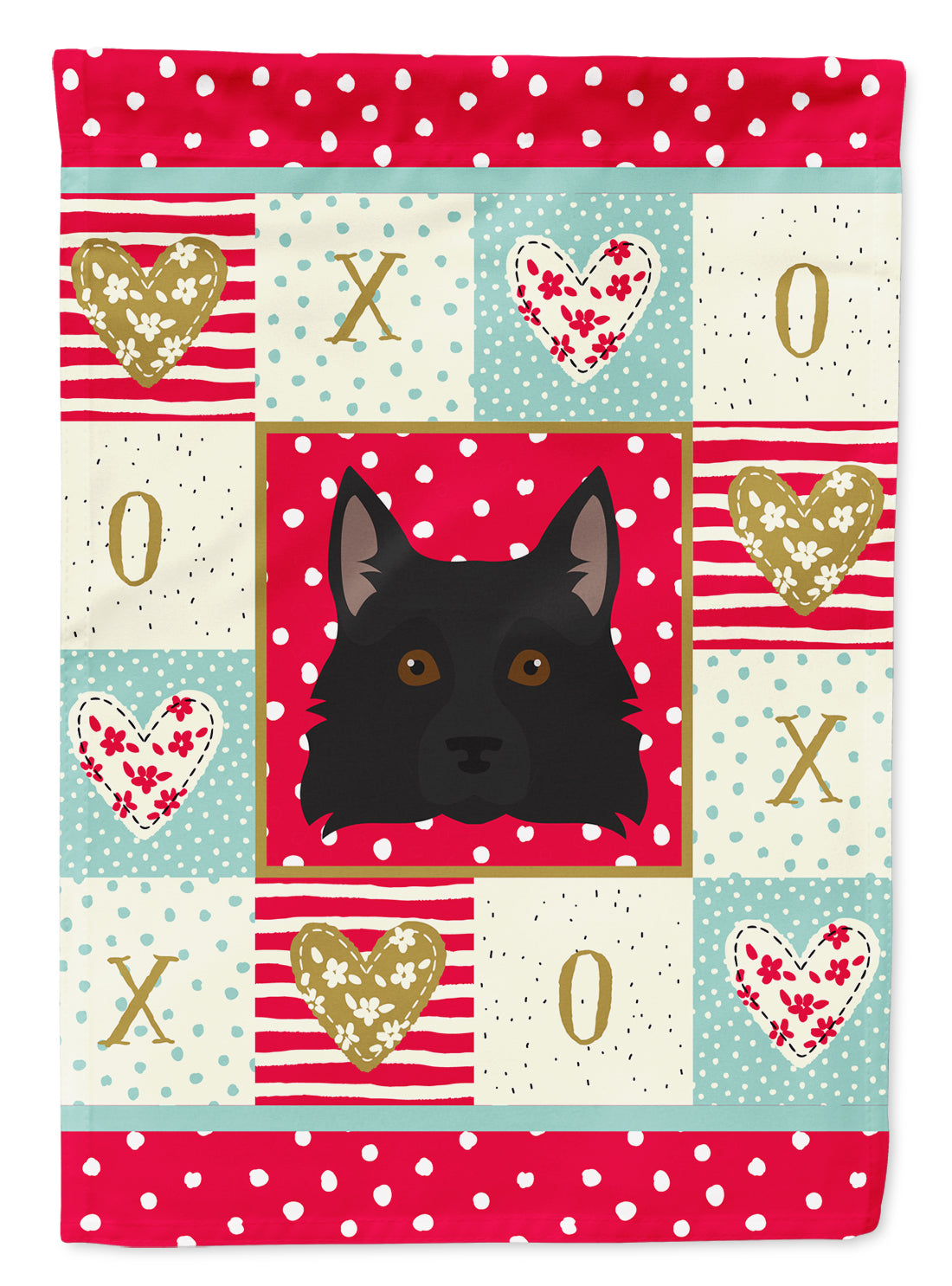 Schipperke Love House Flag 28x40 Porch Sleeve Pole Decorative Outside Yard Banner Artwork Wall Hanging, Polyester