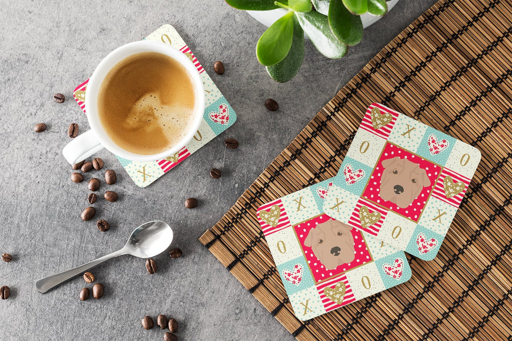 Shar Pei Love Foam Coasters Set of 4 Cup Coasters for Indoor Outdoor, Tabletop Protection, Anti Slip, Mouse pad Material