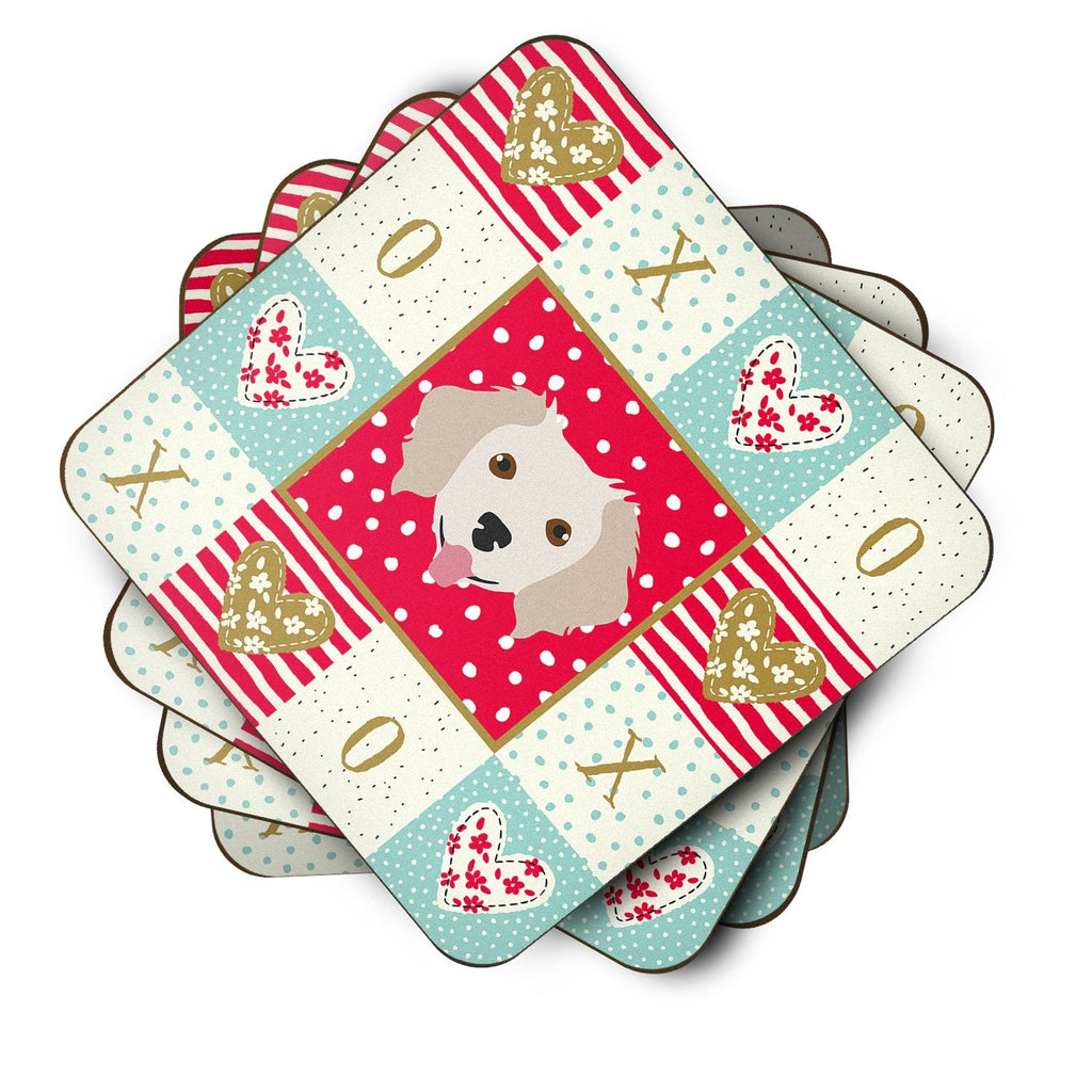 Small Greek Domestic Dog Love Foam Coasters Set of 4 Cup Coasters for Indoor Outdoor, Tabletop Protection, Anti Slip, Mouse pad Material