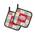 Small Greek Domestic Dog Love Pot Holder Set of 2 Heat Resistant Quilted Hot Pads 7.5 x 7.5 Inch, Insulated Kitchen Trivets for Cooking & Baking