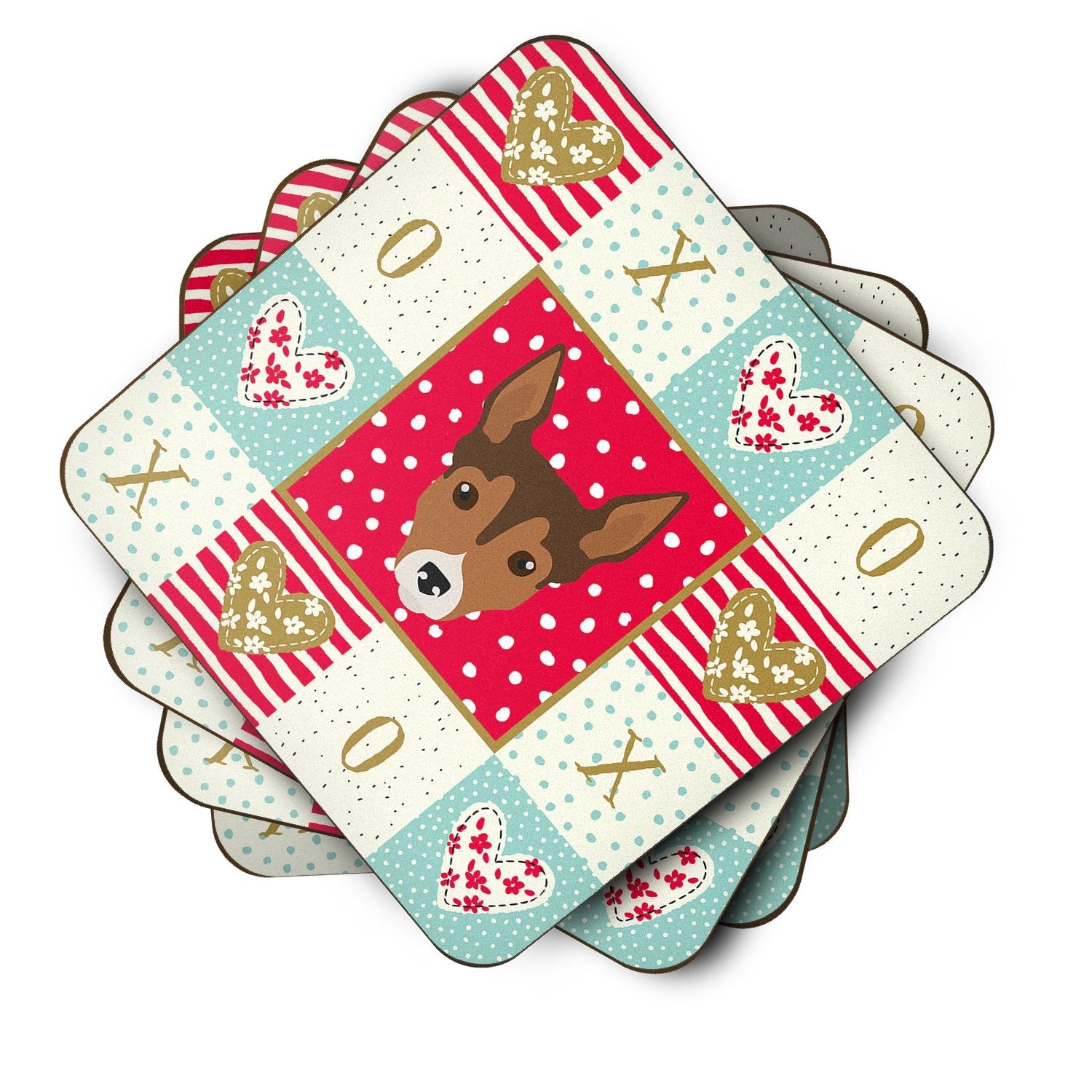 Tenterfield Terrier Love Foam Coasters Set of 4 Cup Coasters for Indoor Outdoor, Tabletop Protection, Anti Slip, Mouse pad Material