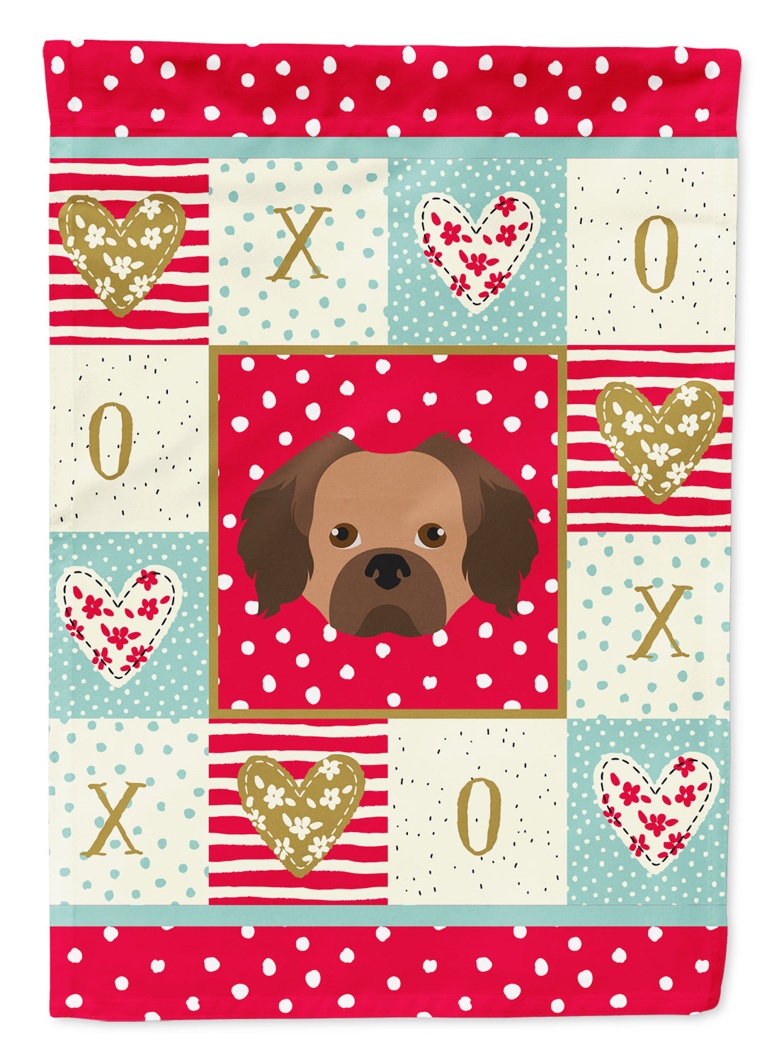 Tibetan Spaniel Love House Flag 28x40 Porch Sleeve Pole Decorative Outside Yard Banner Artwork Wall Hanging, Polyester