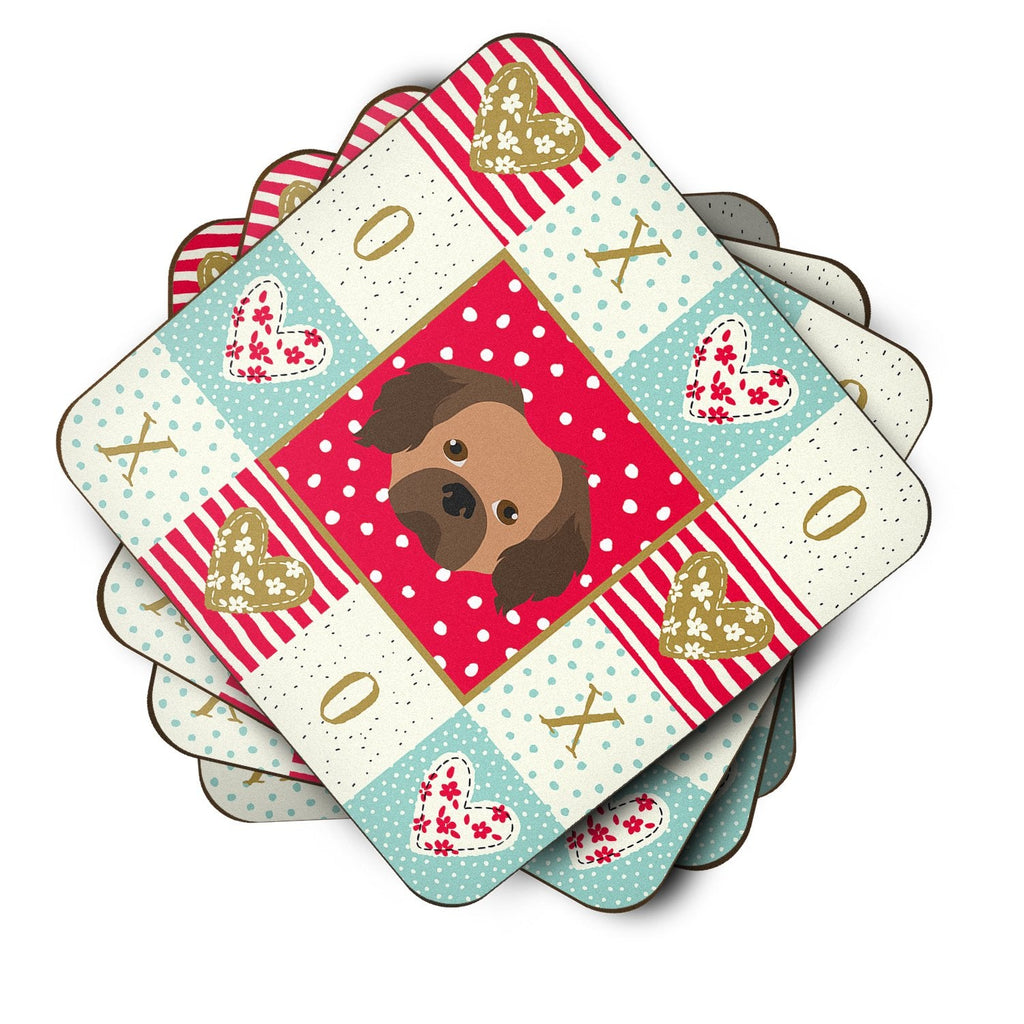 Tibetan Spaniel Love Foam Coasters Set of 4 Cup Coasters for Indoor Outdoor, Tabletop Protection, Anti Slip, Mouse pad Material