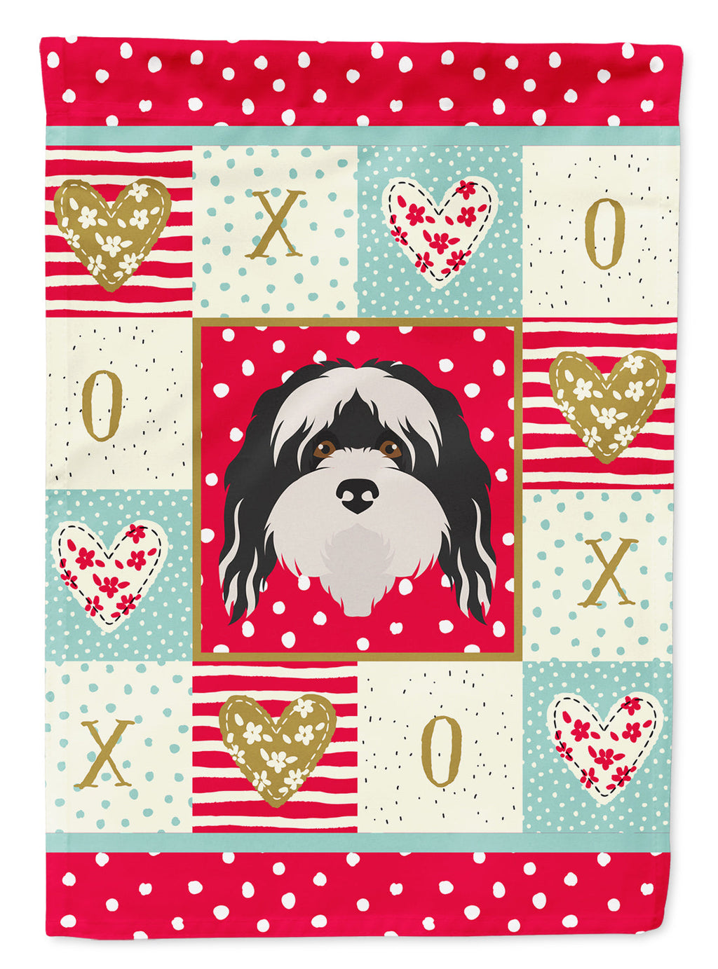 Tibetan Terrier Love House Flag 28x40 Porch Sleeve Pole Decorative Outside Yard Banner Artwork Wall Hanging, Polyester